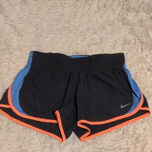Nike Women's Black Shorts with Blue and Orange Accents